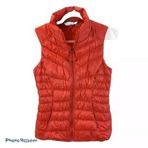 ATHLETA Orange Quilted Puffer Vest Down  Small